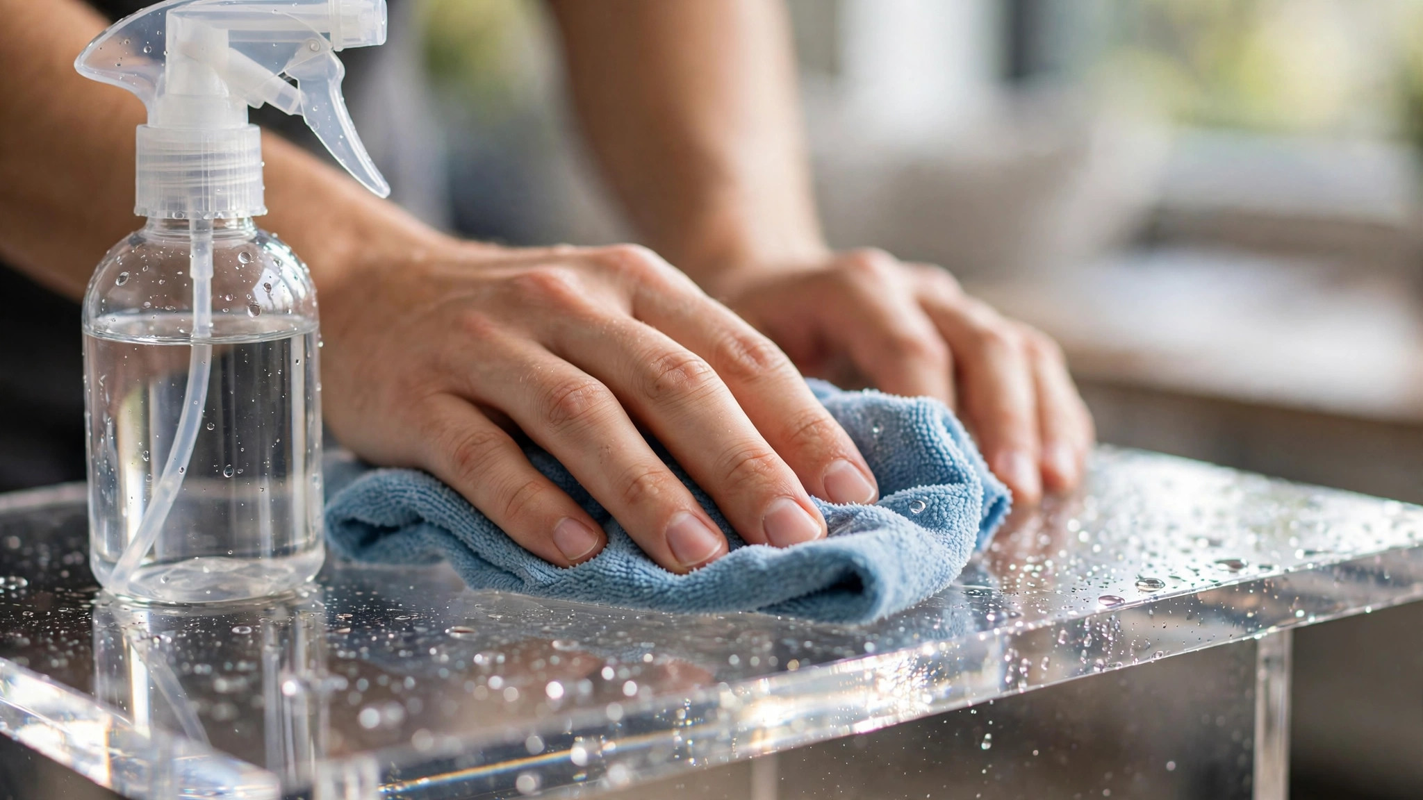 Cách vệ sinh và giữ bục mica luôn trong suốt