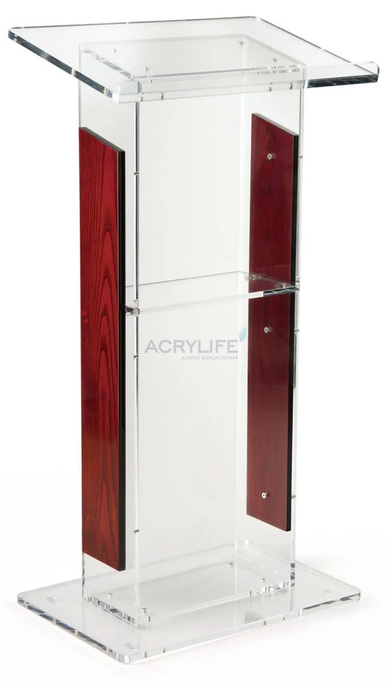Bục phát biểu mica Acrylife kết hợp gỗ đỏ Mahogany ảnh 2