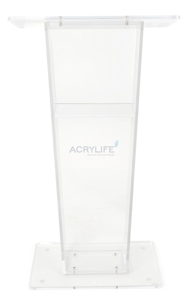 Bục phát biểu mica Acrylife – thiết kế thuôn hiện đại, có kệ bên trong ảnh 2