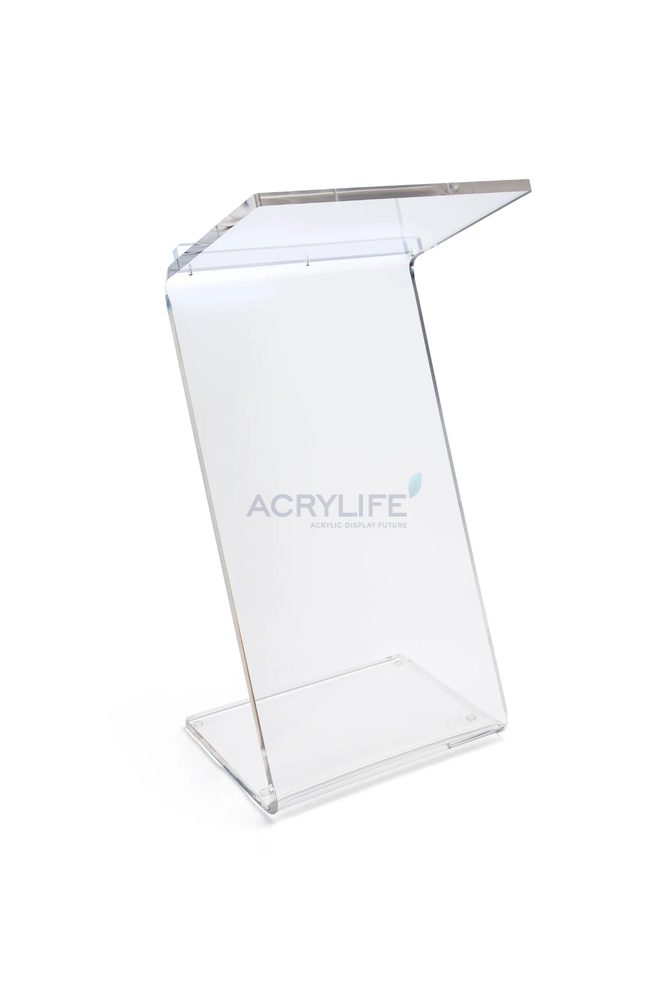Bục phát biểu mica Acrylife dáng chữ Z – có gờ chặn, phù hợp cho tài liệu và laptop