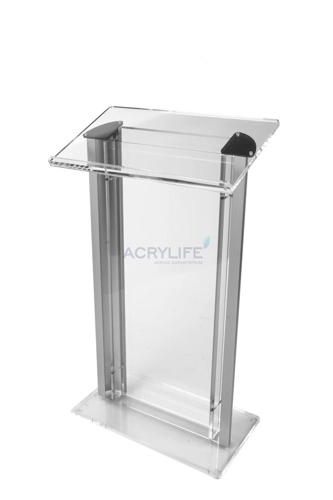 Bục phát biểu mica Acrylife trong suốt – kẹp giữ iPad, khung bạc ảnh 2