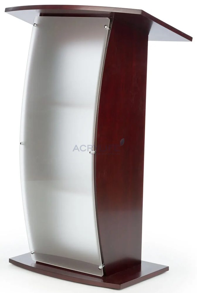 Bục phát biểu mica Acrylife mờ – veneer gỗ màu gụ