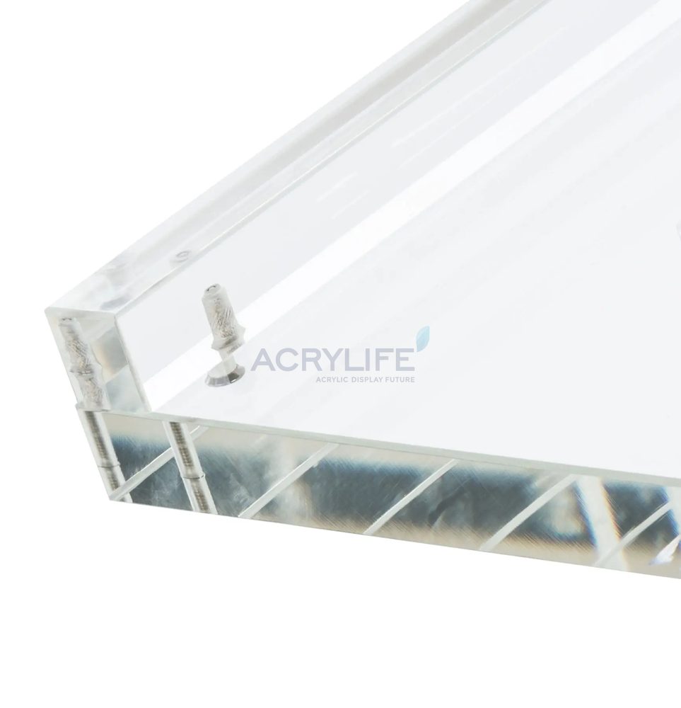 Bục phát biểu mica Acrylife trong suốt – khung gắn bảng in &amp; ốc vít bạc ảnh 3