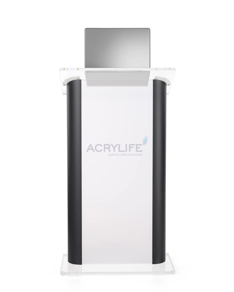 Bục phát biểu mica Acrylife đen – mặt trước mica mờ ảnh 2
