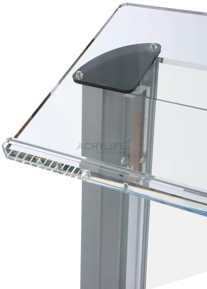 Bục phát biểu mica Acrylife&nbsp;– khung nhôm, mặt trước mica mờ (màu bạc) ảnh 2