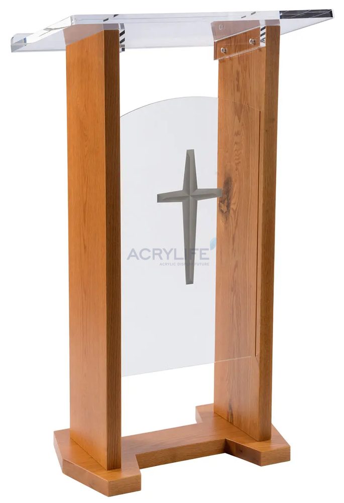 Bục phát biểu mica Acrylife nhà thờ – gỗ sồi &amp; acrylic ảnh 2