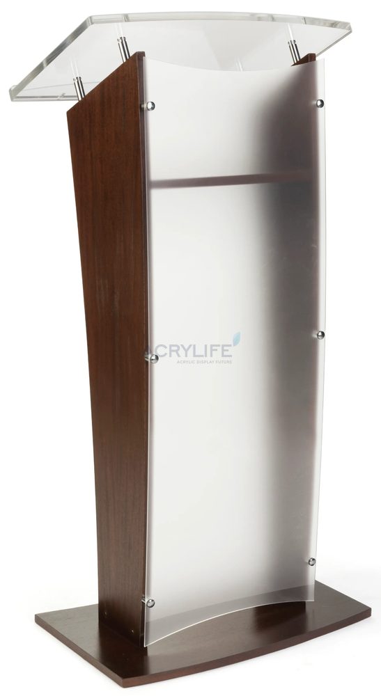 Bục phát biểu mica Acrylife mờ – viền bạc sang trọng
